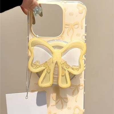 蝴蝶结摇摇乐磁吸支架适用努比亚Z60pro手机壳Z70 ULTRA/Z50/Z40Spro/ZTE-A51奶黄Z11创意MAX硅胶N2红魔10pro