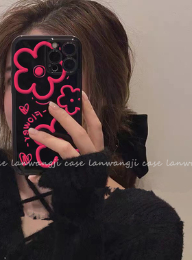 暗黑风立体感OnePlus一加11/8T手机壳ACE3V/竞速版8硅胶8PRO亮面9RT花朵12黑色ace2防摔1+10pro女生7PRO全包