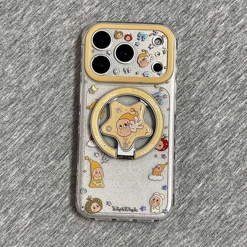 黄色星星折叠磁吸支架适用A5/OPPO FindX9/X8ultra/Reno15C/14F/13/12/11F/10手机壳A79情侣A6pro/K13/A55/58