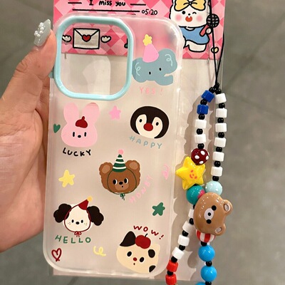 哑光软磨砂ins趣味适用苹果16PRO/12手机壳14PROMAX/13挂链xsmax硅胶iPhone15/11全包XR/678plus可爱SE女mini