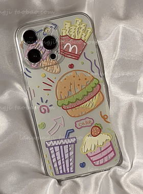 薯条汉堡meizu 20涂鸦魅族18Spro手机壳note9有趣16plus可爱21新款18S女17pro黑色X8全包16TH/18x插画硅胶套
