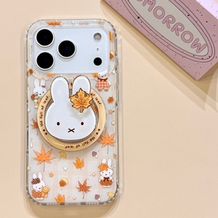 A6pro枫叶K13 A55可爱A3X X8ultra 11F FindX9 Reno14 旋转米菲兔磁吸支架适用A5 10手机壳A78 OPPO