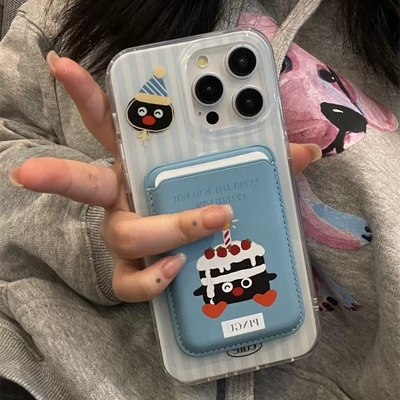 企鹅磁吸卡包适用小米14/13手机壳10/98/10S红米k70创意K60e/note13可爱12t/civi4pro/MIX4硅胶k40/K50至尊版