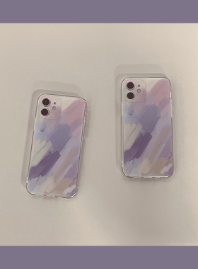 渲染9A水彩V9小众适用华为8A荣耀play5紫色4t手机壳4pro高级3女8c简约