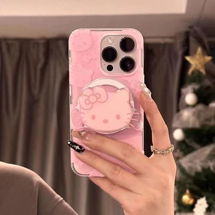 磁吸少女心猫适用K30小米14Ultra手机壳13/98/10S红米k70/K60e/note13R/12/10可爱9pro粉色civi3/MIX4支架k50