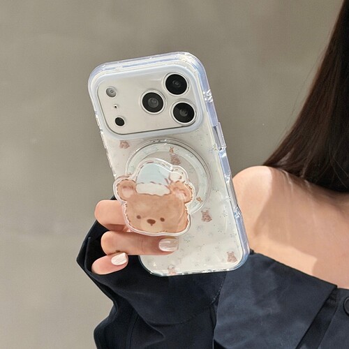 睡帽小熊磁吸支架适用1加15T/ACE6至尊一加13t手机壳12/1+9R/oneplus ACE5/ACE3pro可爱11/ACE2全包Turbo6V软