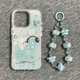 绿色晕染小兔子适用传音HOT40手机壳15pro红魔11pro+nfinx Smart8硅胶hone3Apro华硕ZenFone9可爱带手链软壳