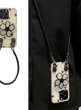 斜挎可背挂绳适用OPPO手机壳FindX8S+X7ultra花朵支架Reno13/12/11/8764/9/A5pro/K12S/A96/A58手提绳A77/A3x