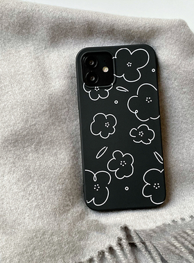 INS气质适用华为60荣耀300/100/200/90手机壳v30/80pro小花x10磨砂8X小众50软magic74文9畅玩40黑色20i/80pro