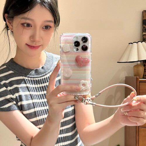 立体爱心花朵宝石适用oppo realme NEO8/GT7真我13/GT2大师探索GT8pro/neo6se手机壳16PRO+14带链条V70/V30S