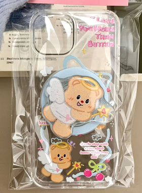 天使仙女棒磁吸支架适用oppofindx7熊x6pro可爱A1pro/reno13/11/87956+韩国A35手机壳A9/A57/K11硅胶A56女k9s