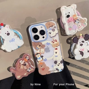 13PRO海外版 13lite 11t手机套poco 14R可爱NOTE12 F6pro红米13C黑鲨543 磁吸摇摇乐西高地支架适用小米14T