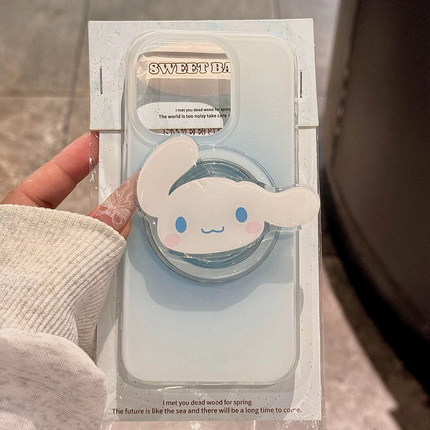 渐变奶呼呼蓝卡通狗适用小米17/15手机壳13红米K80/K90支架K70e/K50至尊Note14/11T磁吸12T/civi5pro女turbo4