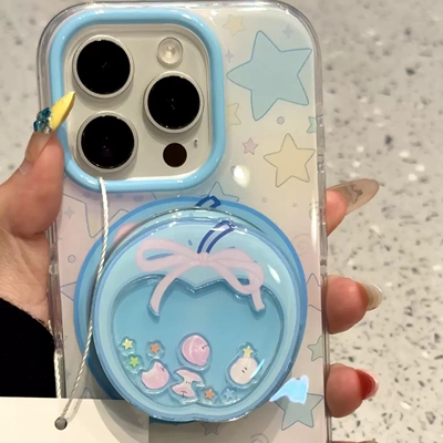 蝴蝶结蓝苹果摇摇乐磁吸支架适用1加13T/ACE5pro手机壳一加12/1+9R/8T女oneplusACE竞速1+ACE3/11/ACE2V/13R