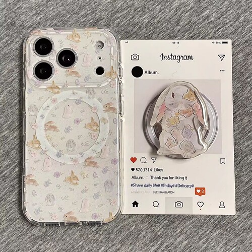 小花兔子摇摇乐磁吸支架适用魅族21/22/20硅胶meizu21class手机壳note16/9/16spro/18可爱17PRO/Lucky08软18X