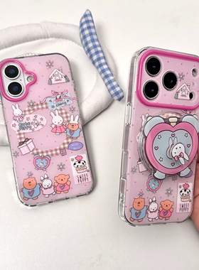 粉闹钟旋转磁吸支架适用传音HOT40手机壳15pro红魔11pro+nfinx Smart8米菲兔hone3Apro华硕ZenFone9可爱软壳