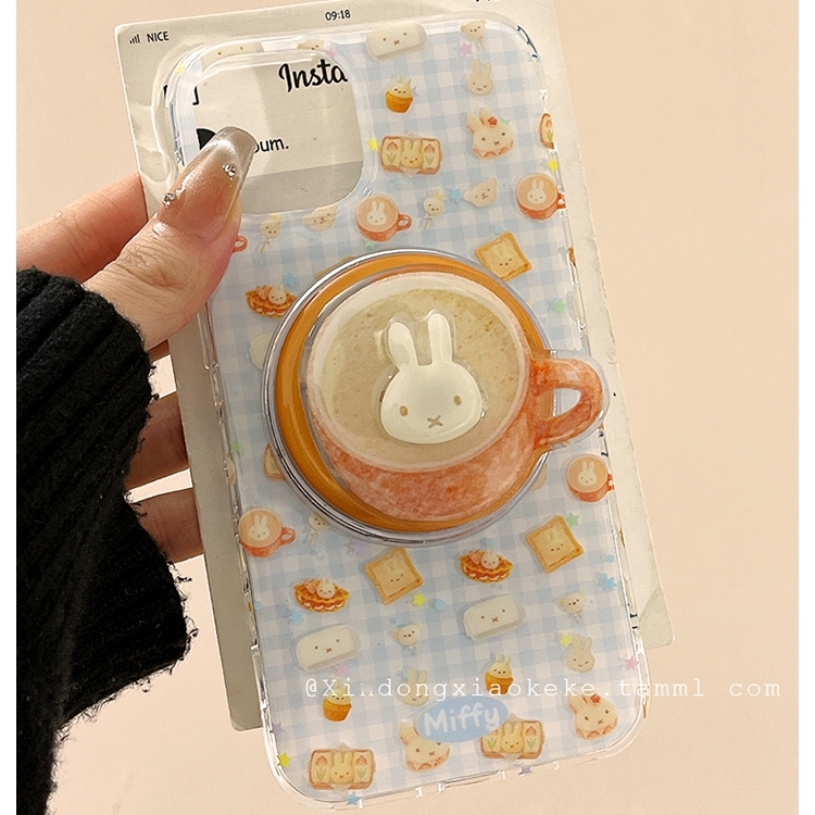 旋转兔子咖啡杯磁吸支架适用A2/OPPO Reno14/13/12/11F/10手机壳findx5/X8ultra/A78趣味A5pro/K12/A3/A96/57