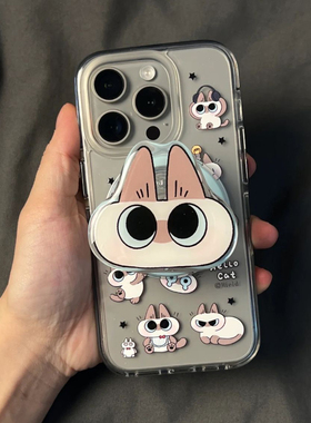 小豆沙猫咪磁吸支架适用oppo findx8/6/x7/A2手机壳A3x/reno12/11/13/9843pro可爱567SE/A57/A58/A96/K12/A11