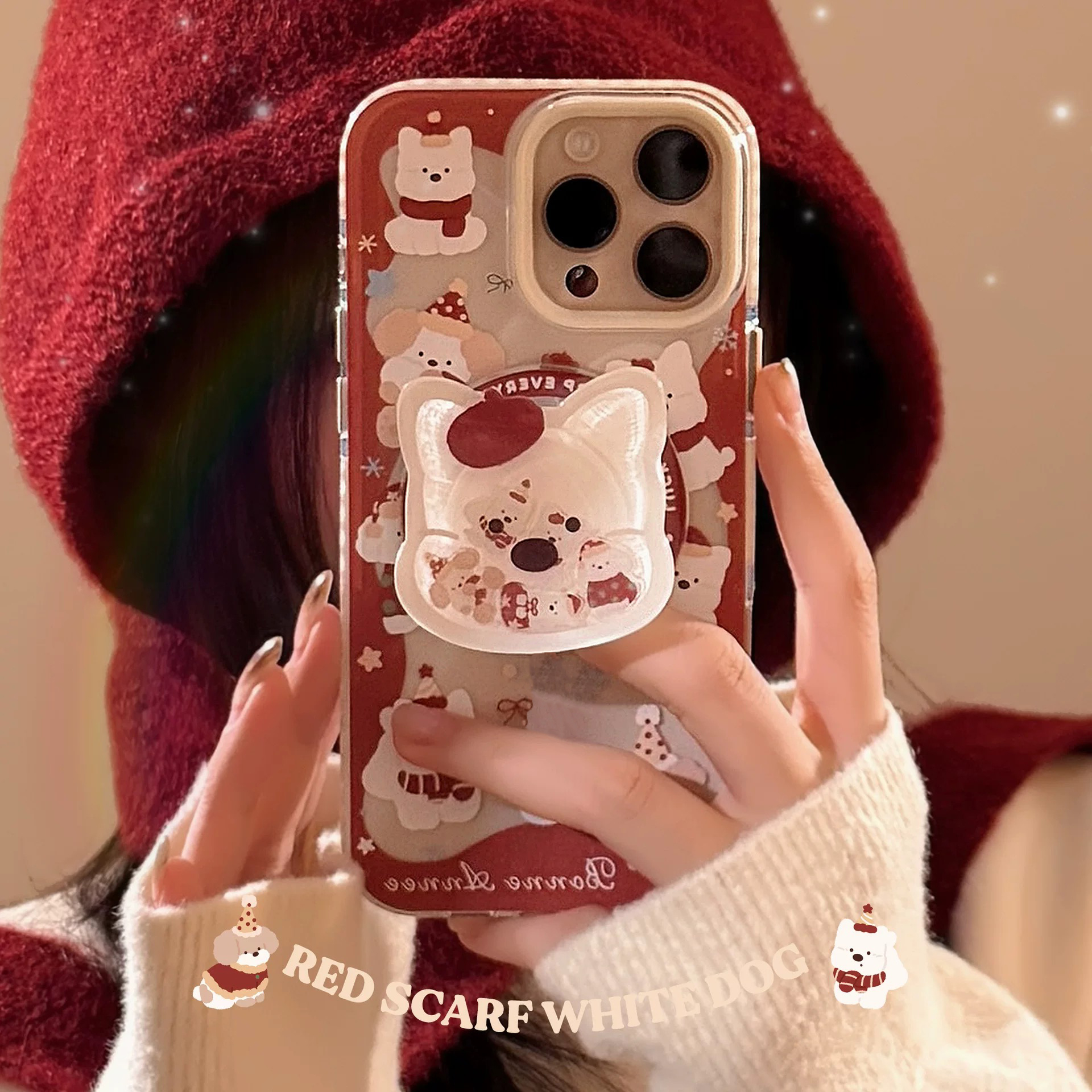 圣诞款红色小狗摇摇乐适用红米K70/K80小米14/15手机壳note12/10S可爱13T/11pro防摔K60至尊civi3软k50/mix4