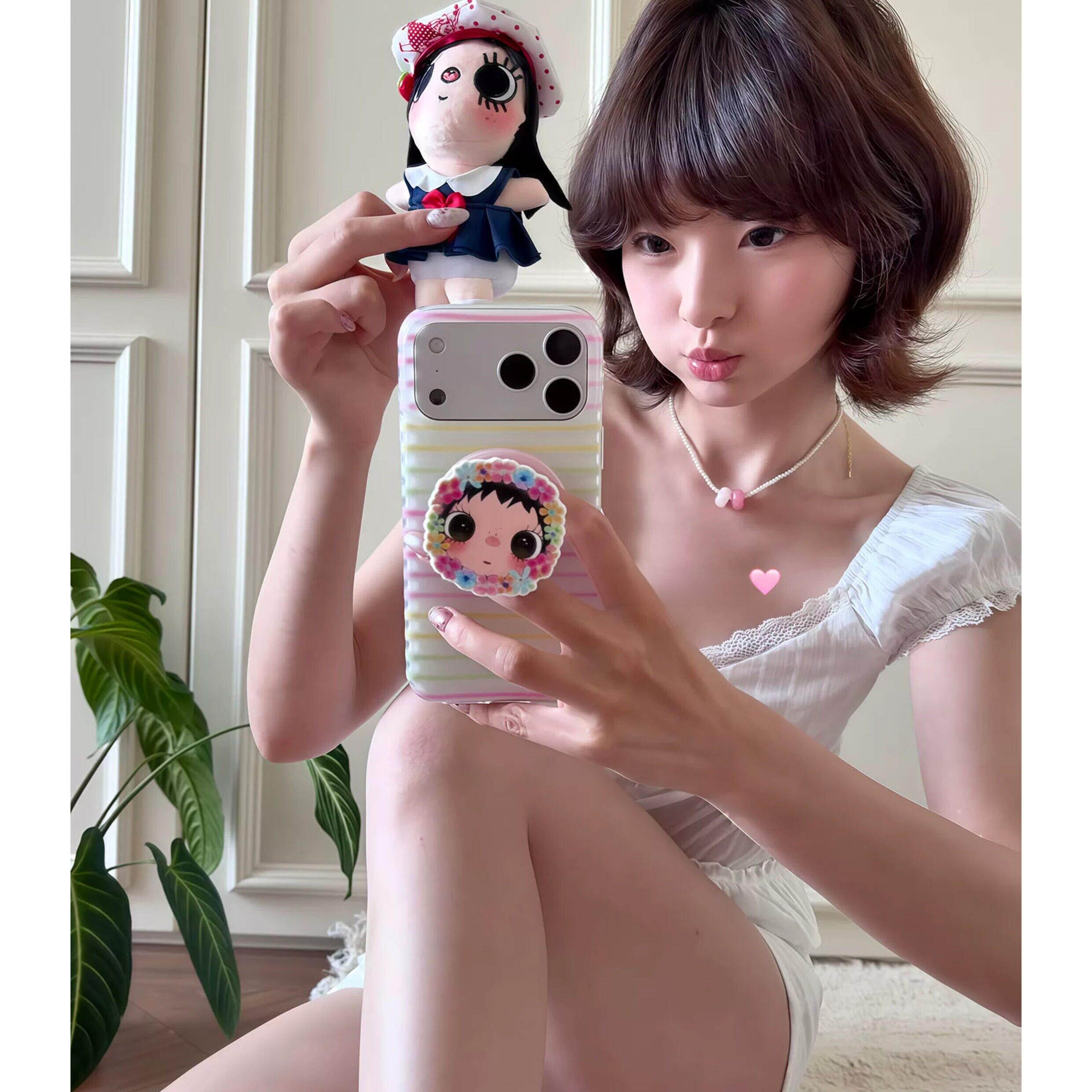 条纹花朵女孩磁吸支架适用传音HOT40手机壳15pro红魔11pro+nfinx Smart8硅胶hone3Apro华硕ZenFone9可爱防摔图片