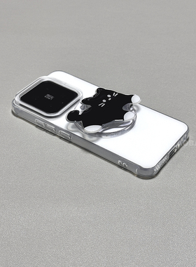 黑色猫咪磁吸带支架适用Mate70华为Nova13/12/11/8/765手机壳60/PURA70可爱P40/P50PRO大孔P60e畅享70X麦芒20