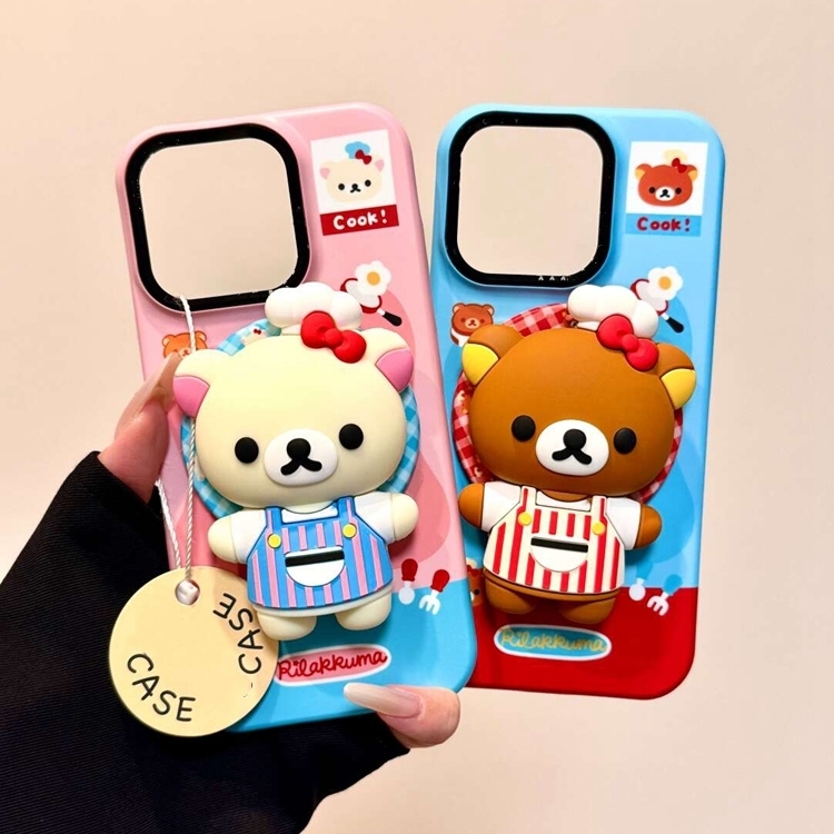 厨师轻松熊磁吸支架适用小米15T/14/13TPRO/NOTE14手机壳pocox7可爱X3GT/F6/F5红米15R/14C/C75情侣C85/M7pro