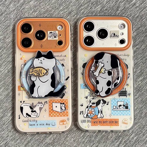 橙色卡通猫狗磁吸支架适用魅族21/22/20硅胶meizu21class手机壳note16/9/16spro/18可爱17PRO/Lucky08情侣18X