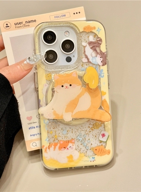 千万两猫咪旋转磁吸支架适用turbo4红米K80/K70/K60小米15ultra/14手机壳note14 pro/10可爱13T/12/mix4女K50