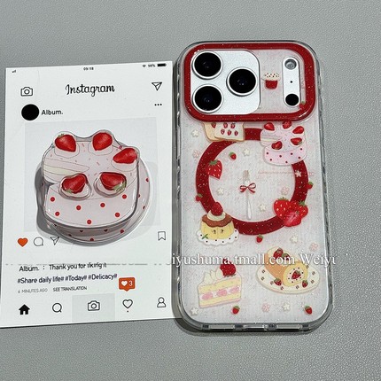 治愈系草莓蛋糕磁吸支架适用魅族21/22/20硅胶meizu21class手机壳note16/9/16spro/18S新年17PRO/Lucky08少女