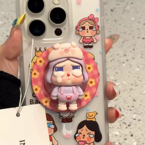 新款哭娃有趣磁吸支架适用OPPO A5/Reno14f/13/12/11F/10手机壳findx8S卡通X7ultra软A96/A3/K11/A2pro/A58/9