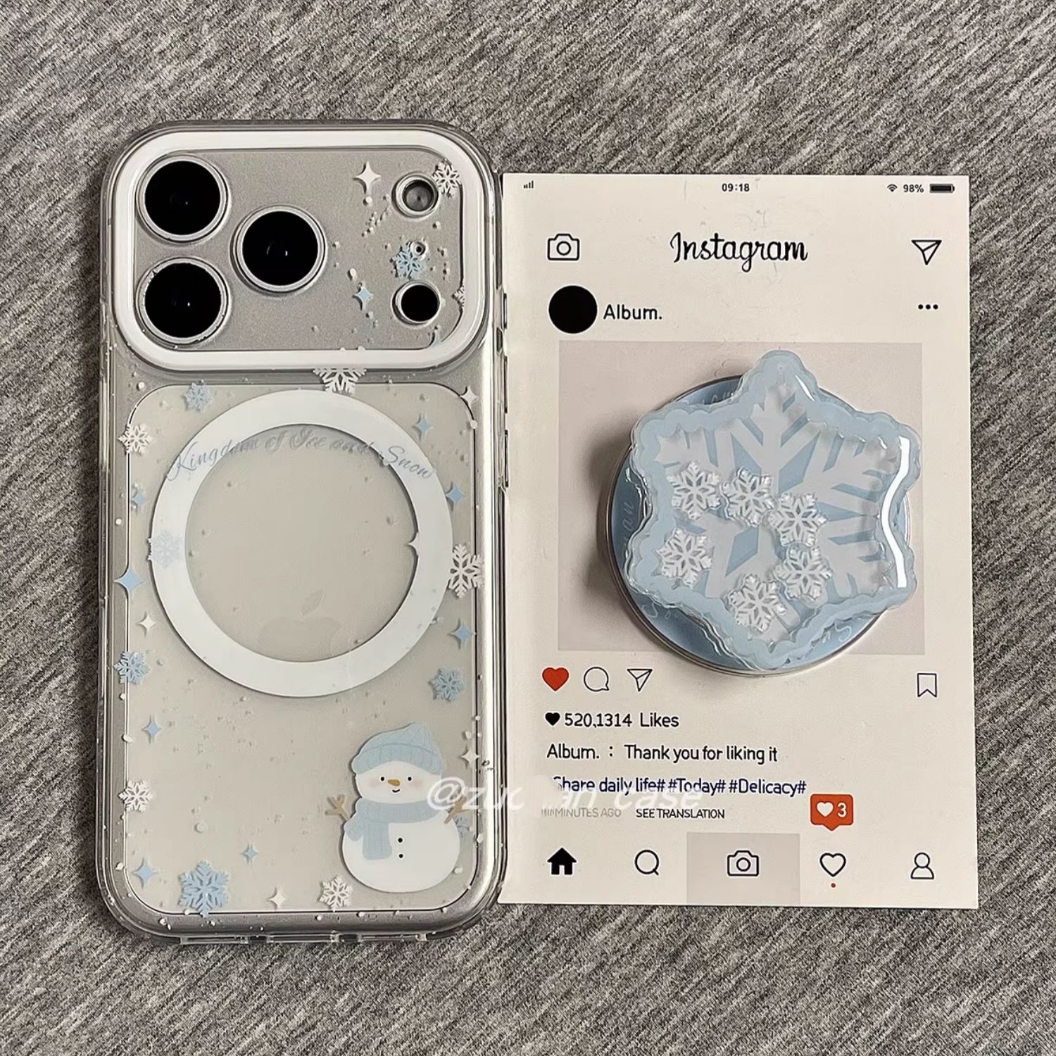 雪花雪人摇摇乐磁吸支架适用小米15T/14/13TPRO/NOTE14手机壳pocox7/X3GT/F6/F5红米15R/14C冬日C75/85/M7pro