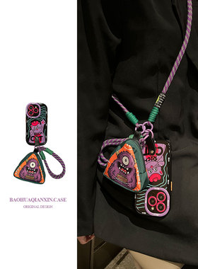 招财猫怪兽耳机包适用小米17PROK50至尊14/13手机壳K60e红米Note14pro+斜挎书包10/9挂绳12可背civi3/K70pro