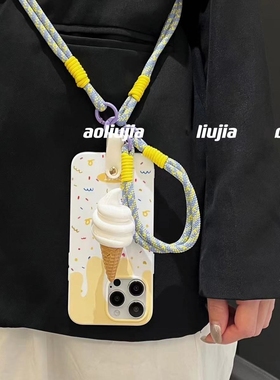 甜筒冰淇淋支架K9X适用oppo findx7/x5/X3/A2手机壳A3/reno12/11/10pro斜挎绳7964SE趣味A58/A72/A57/A93/K11