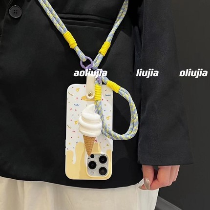 甜筒冰淇淋支架K9X适用oppo findx7/x5/X3/A2手机壳A3/reno12/11/10pro斜挎绳7964SE趣味A58/A72/A57/A93/K11