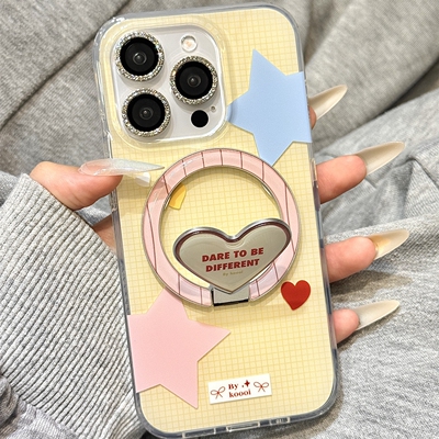 爱心英文折叠磁吸支架适用小米14T/13TPRO/NOTE14手机壳poco X3GT/F7/F5红米13R新款14C/C75/C65创意11/M6pro