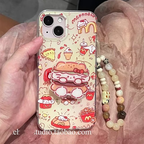 奶呼呼M记猫咪支架适用荣耀200/X8A/magic6/4手机壳90/80GT/70链条play8T/100pro华为X30/X40/X50i畅玩60PLUS