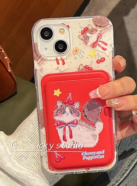 油画猫咪磁吸卡包适用华为PURA70手机壳nova12/11 ultr/10/9876se可爱MATE50RS硅胶p60e畅享70/P40pro+P30/20