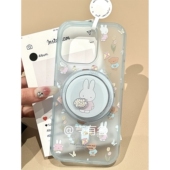 S24ultra A71女S8 Note10 A56 磁吸壳郁金香兔子支架适用三星S25 A23 A34 S20手机壳7薄荷绿s23 S21fe全包A54