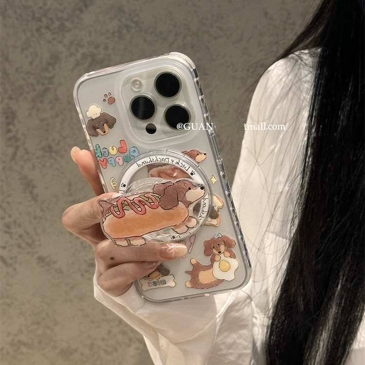 面包腊肠狗磁吸支架三星s21/A55手机壳S23 ultra/Note20趣味A22/A53/A54/S10 5G硅胶s24u/S24FE/S21可爱S20+