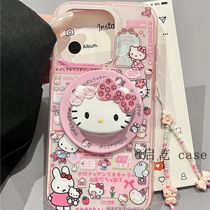 粉色KT磁吸支架A78适用OPPO Reno13/14/12/11F手机壳Find X8S带链条X7Ultra/K12/A58可爱A96/6/A2m/A3X/A5pro