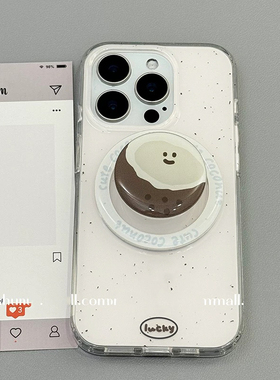 双层墨点椰子磁吸支架适用苹果16Pro手机壳15/14plus大孔iPhone13/12promax光面ind/11pro/XR新款8plus硬16E