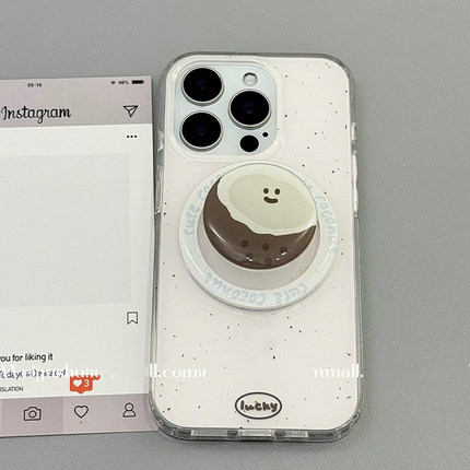双层墨点椰子磁吸支架适用OPPO手机壳Findx8PRO/X7光面Reno13/12/11/8/9/A3pro新款简约K12/A58/A55/A79女A3i