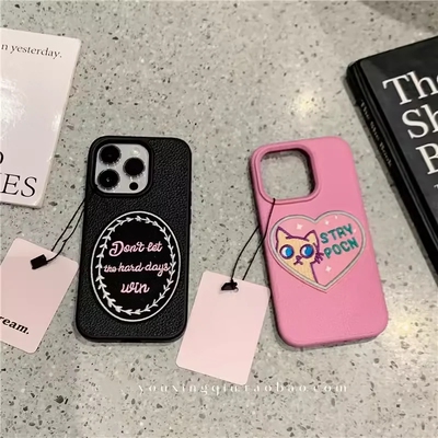 ins粉爱心猫咪贴荔枝纹适用vivo X200/X100s手机壳x90/S20/S19/S18e情侣x60/Y100i/Y36软s17pro/Y76/Y78m/V29