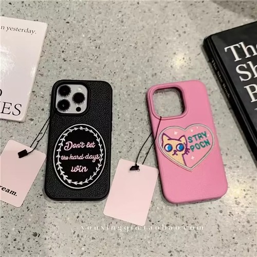 ins粉爱心猫咪贴荔枝纹适用vivo X200/X100s手机壳x90/S20/S19/S18e情侣x60/Y100i/Y36软s17pro/Y76/Y78m/V29