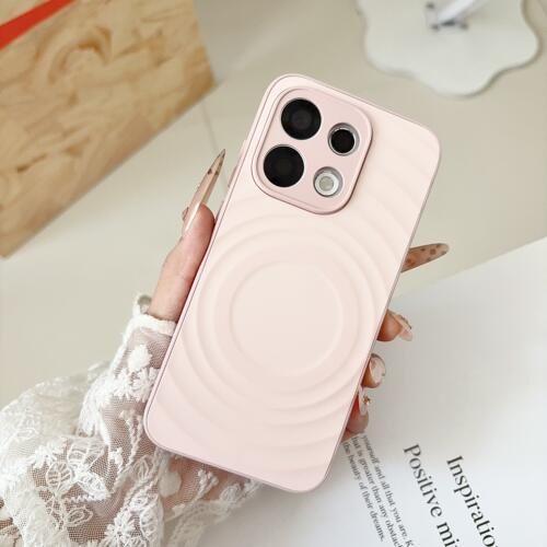 简约波漾高级感樱花粉FindX9适用OPPO Reno16手机壳14/15pro高级感A6磨砂软边硬背板简约纯色全包防摔网红女