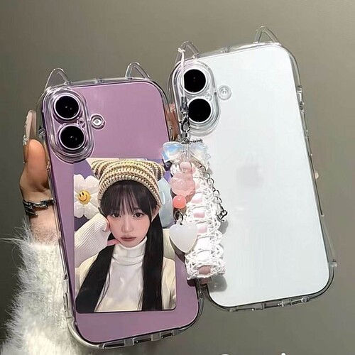 猫耳朵带挂绳适用oppo findx9/X8S+Reno15PROMAX手机壳14/13/A3X可放照片A79/A58透明A6pro/A5/A2可爱A72/A57