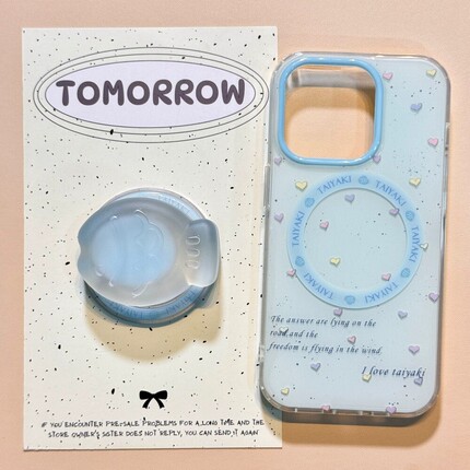 蓝底爱心鲷鱼烧磁吸支架A78适用OPPO Reno15/14pro/12手机壳Find X9/X8S/x6软X7Ultra创意K10/A58/A56/A2/A3X