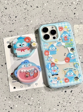 趣味大嘴丑鱼磁吸支架适用苹果16/15promax手机壳16E/13PRO/13mini/XR可爱14/15PRO/XSmax硅胶876PLUS/12pro
