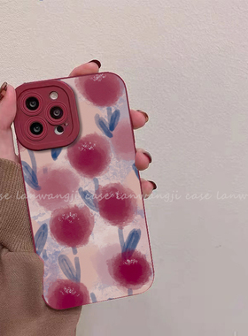 油画红米k40适用小米12复古11手机壳K50红色note10/8/9pro文艺7/K30女