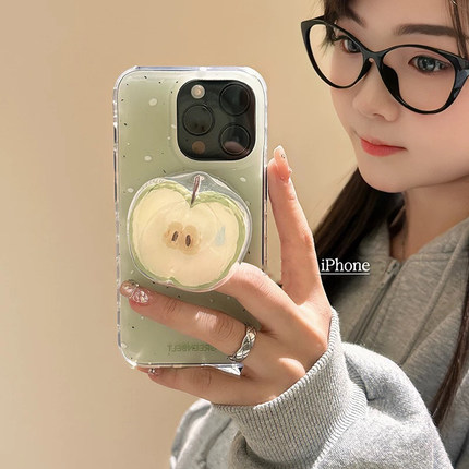 苹果夏日绿色清新磁吸适用OPPO手机壳FindX8ultra/X7支架Reno13/12F/11/87/9/A5pro新款K12/A93/A56软A78/A3X